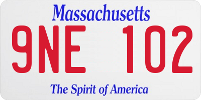 MA license plate 9NE102