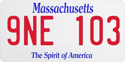 MA license plate 9NE103