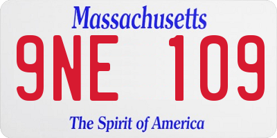 MA license plate 9NE109