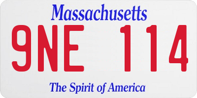 MA license plate 9NE114