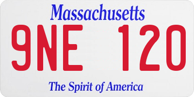 MA license plate 9NE120