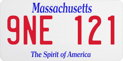 MA license plate 9NE121