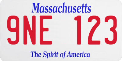 MA license plate 9NE123