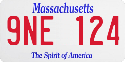 MA license plate 9NE124