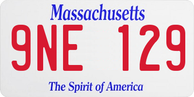 MA license plate 9NE129
