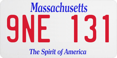 MA license plate 9NE131