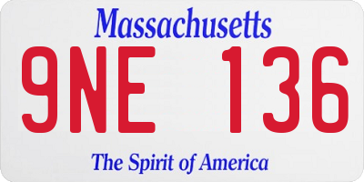MA license plate 9NE136