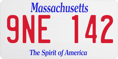 MA license plate 9NE142