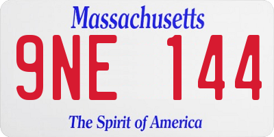MA license plate 9NE144