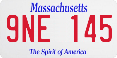 MA license plate 9NE145