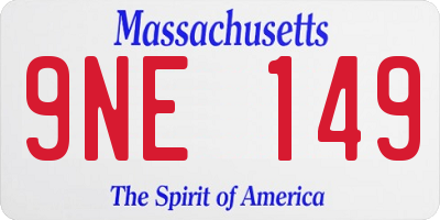 MA license plate 9NE149