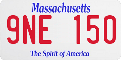 MA license plate 9NE150