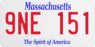 MA license plate 9NE151