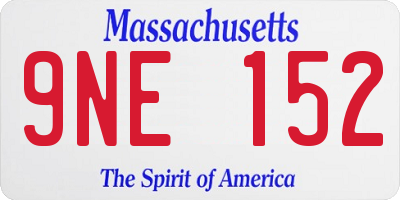 MA license plate 9NE152