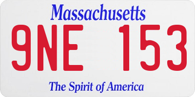 MA license plate 9NE153