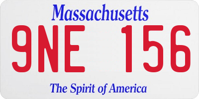 MA license plate 9NE156
