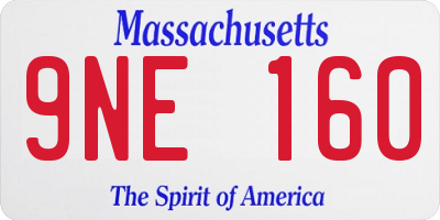 MA license plate 9NE160