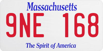 MA license plate 9NE168