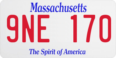 MA license plate 9NE170