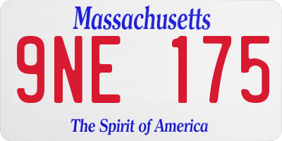MA license plate 9NE175