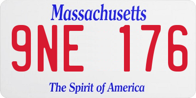MA license plate 9NE176
