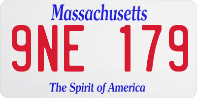 MA license plate 9NE179