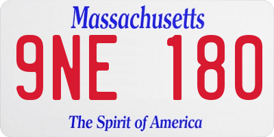 MA license plate 9NE180