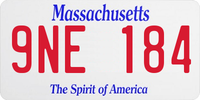 MA license plate 9NE184