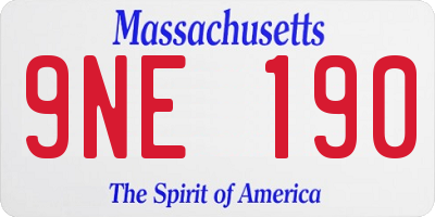 MA license plate 9NE190