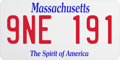MA license plate 9NE191
