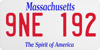 MA license plate 9NE192