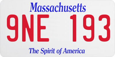 MA license plate 9NE193