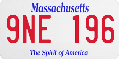 MA license plate 9NE196
