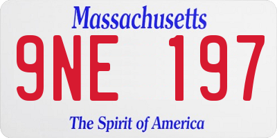 MA license plate 9NE197