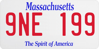 MA license plate 9NE199