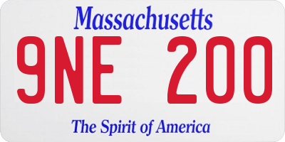MA license plate 9NE200