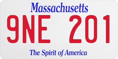 MA license plate 9NE201