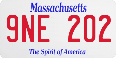 MA license plate 9NE202