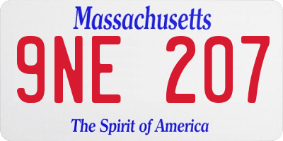 MA license plate 9NE207