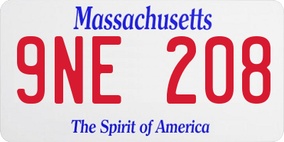MA license plate 9NE208