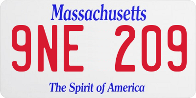 MA license plate 9NE209