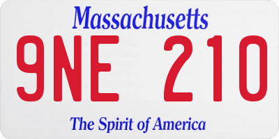 MA license plate 9NE210