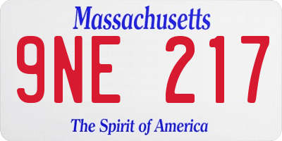 MA license plate 9NE217