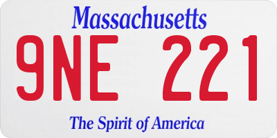 MA license plate 9NE221