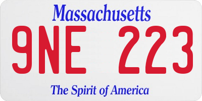MA license plate 9NE223