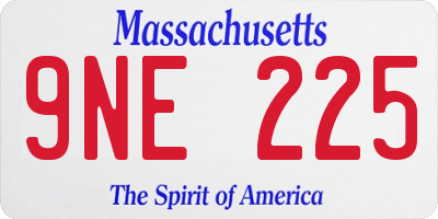 MA license plate 9NE225