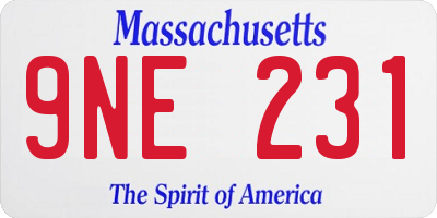 MA license plate 9NE231