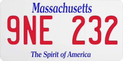MA license plate 9NE232