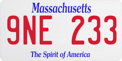MA license plate 9NE233