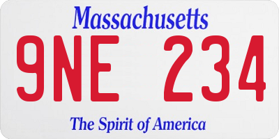 MA license plate 9NE234